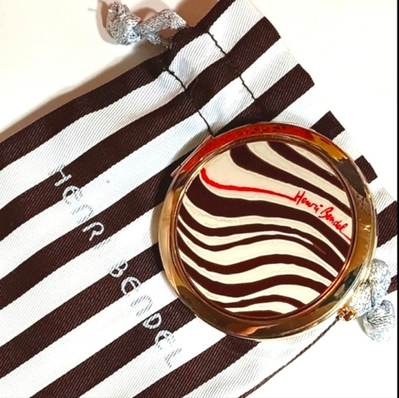 Henri Bendel RARE Zebra Striped Double-sided Compact Mirror - Picture 2 of 9